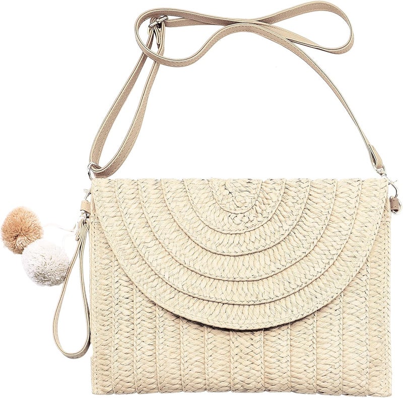 LUOFMISS Straw Clutch Bag Woven Purse for Women Shoulder Bag Casual Beach Rattan Handmade Wallet - Image 1